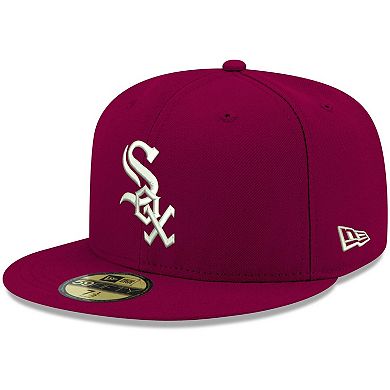 Men's New Era Cardinal Chicago White Sox White Logo 59FIFTY Fitted Hat