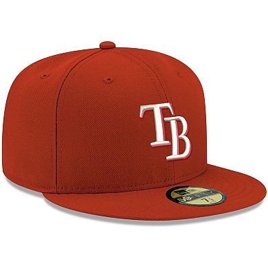 Men's New Era Red Tampa Bay Rays White Logo 59FIFTY Fitted Hat