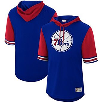 Men's Mitchell & Ness Royal Philadelphia 76ers Hardwood Classics Buzzer Beater Mesh Pullover Hoodie
