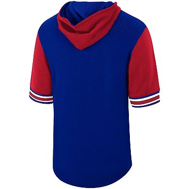 Men's Mitchell & Ness Royal Philadelphia 76ers Hardwood Classics Buzzer Beater Mesh Pullover Hoodie