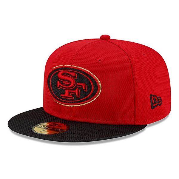 قطع غيار تاهو Men's New Era Scarlet/Black San Francisco 49ers 2021 NFL Sideline Road  59FIFTY Fitted Hat قطع غيار تاهو