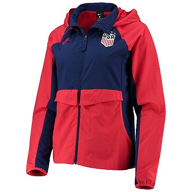 Women's Nike Red USWNT All-Weather Raglan Hoodie Full-Zip Jacket