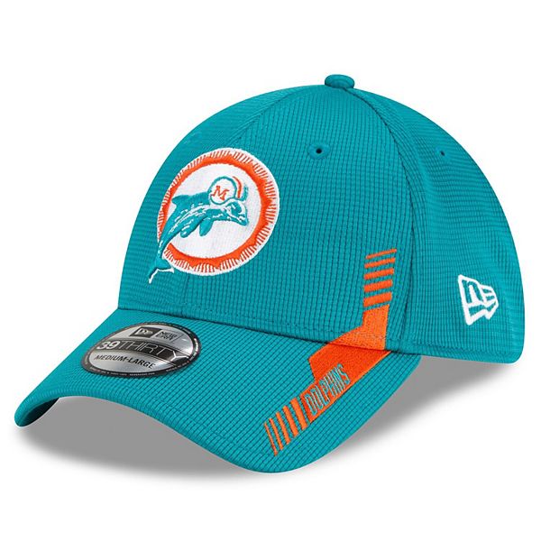 مكواة بخار كبس Men's New Era Aqua Miami Dolphins 2021 NFL Sideline Home Historic Logo  39THIRTY Flex Hat مكواة بخار كبس