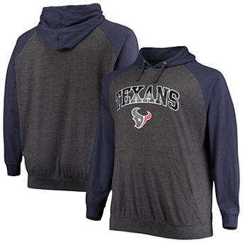Men's Fanatics Branded Navy/Heathered Charcoal Houston Texans Big & Tall Lightweight Raglan Pullover Hoodie