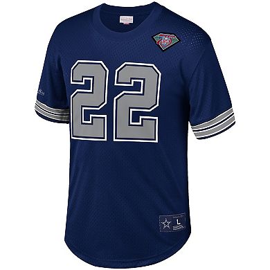 Men's Mitchell & Ness Emmitt Smith Navy Dallas Cowboys Retired Player Name & Number Mesh Top