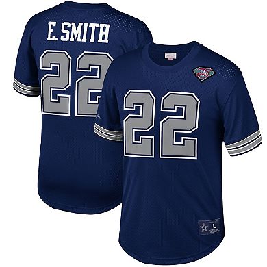 Men's Mitchell & Ness Emmitt Smith Navy Dallas Cowboys Retired Player Name & Number Mesh Top