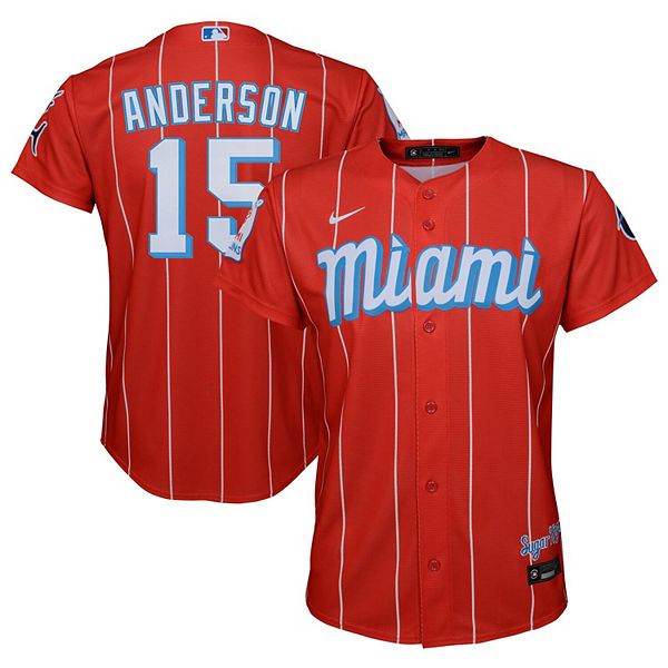 Youth Nike Brian Anderson Red Miami Marlins 2021 City Connect