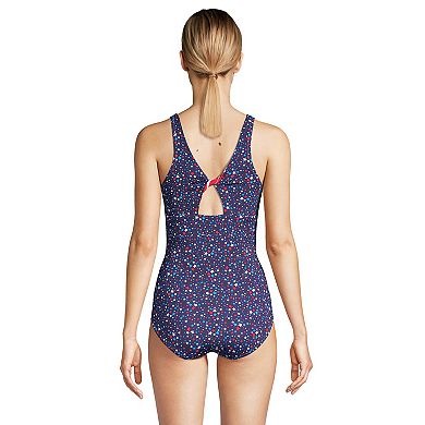Women's Lands' End UPF 50 Reversible Scoopneck One-Piece Swimsuit