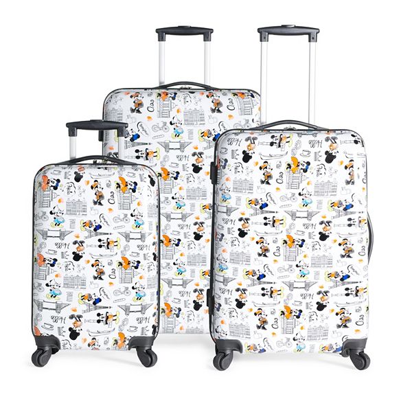 Disney's Mickey and Minnie Mouse Checkered 3-Piece Hardside Spinner Luggage  Set