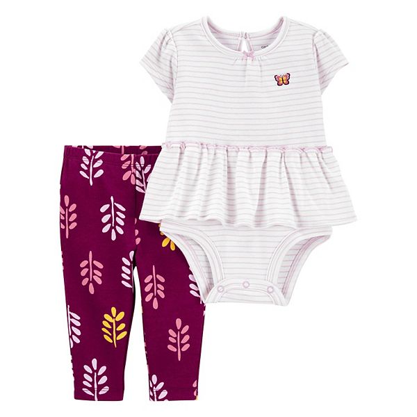 Baby Girl Carter's 2Piece Peplum Hem Bodysuit Pant Set