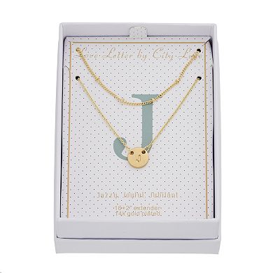 City Luxe Initial Disc & Beaded Chain Duo Necklace Set