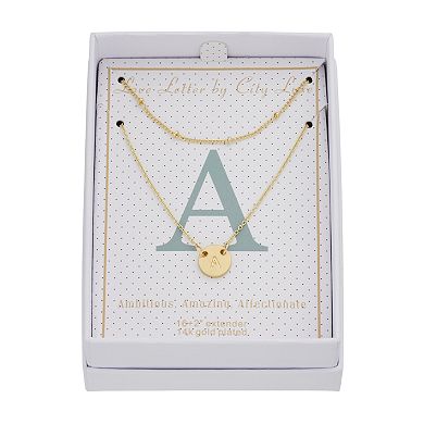 City Luxe Initial Disc & Beaded Chain Duo Necklace Set