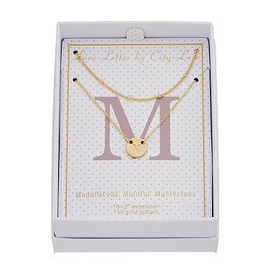 City Luxe Initial Disc & Beaded Chain Duo Necklace Set