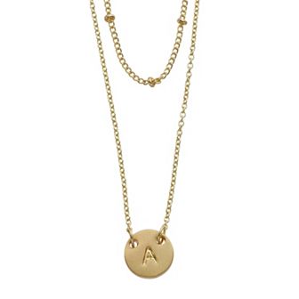 City Luxe Initial Disc & Beaded Chain Duo Necklace Set