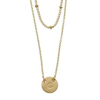 City Luxe Initial Disc & Beaded Chain Duo Necklace Set