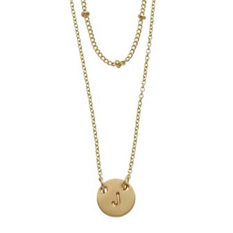 City Luxe Initial Disc & Beaded Chain Duo Necklace Set