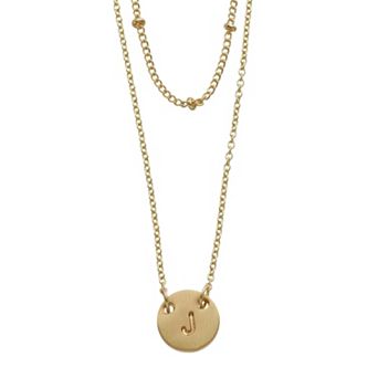 City Luxe Initial Disc & Beaded Chain Duo Necklace Set