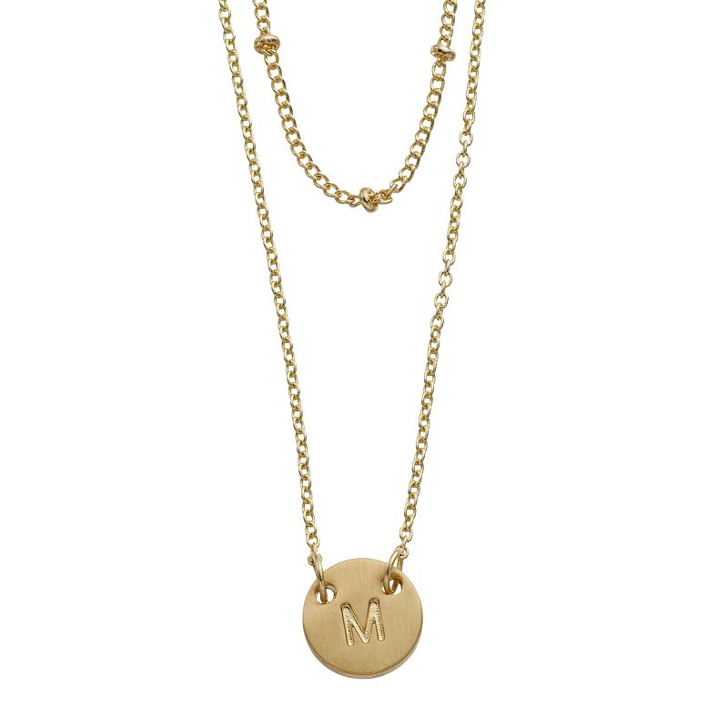 City Luxe Initial Disc & Beaded Chain Duo Necklace Set, Womens, Gold