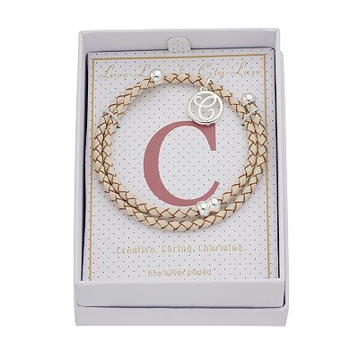 City Luxe Initial Disc Leather Wrap Bracelet