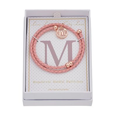 City Luxe Initial Disc Leather Wrap Bracelet