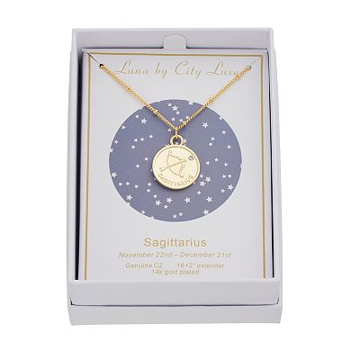 City Luxe Cubic Zirconia & Beaded Chain Zodiac Pendant Necklace