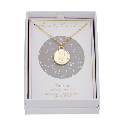 City Luxe Cubic Zirconia & Beaded Chain Zodiac Pendant Necklace