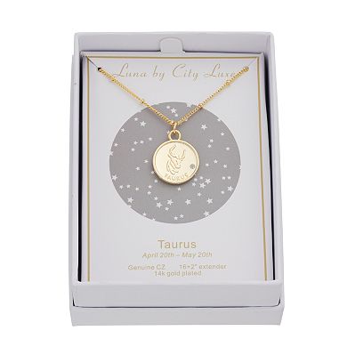 City Luxe Cubic Zirconia & Beaded Chain Zodiac Pendant Necklace