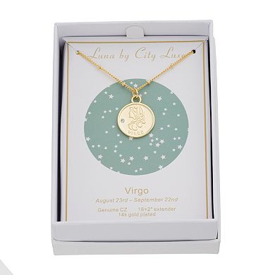 City Luxe Cubic Zirconia & Beaded Chain Zodiac Pendant Necklace