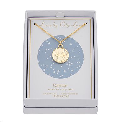 City Luxe Cubic Zirconia & Beaded Chain Zodiac Pendant Necklace