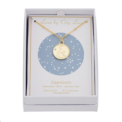 City Luxe Cubic Zirconia & Beaded Chain Zodiac Pendant Necklace