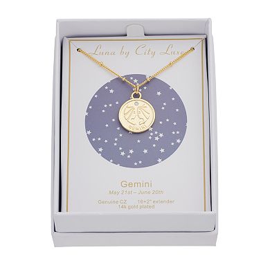 City Luxe Cubic Zirconia & Beaded Chain Zodiac Pendant Necklace