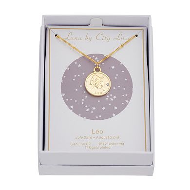 City Luxe Cubic Zirconia & Beaded Chain Zodiac Pendant Necklace