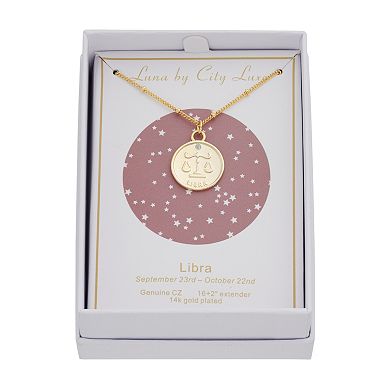 City Luxe Cubic Zirconia & Beaded Chain Zodiac Pendant Necklace