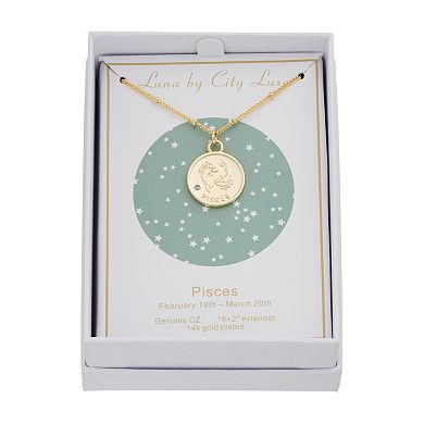 City Luxe Cubic Zirconia & Beaded Chain Zodiac Pendant Necklace