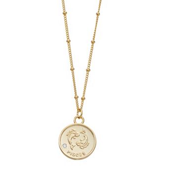 City Luxe Cubic Zirconia & Beaded Chain Zodiac Pendant Necklace