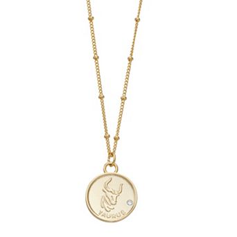 City Luxe Cubic Zirconia & Beaded Chain Zodiac Pendant Necklace