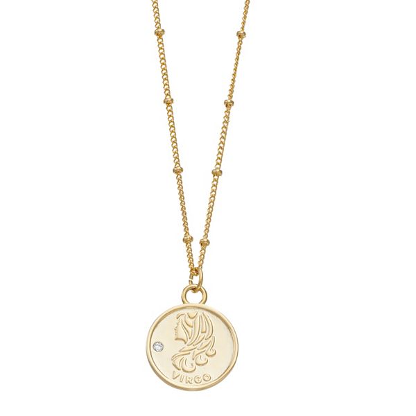 City Luxe Cubic Zirconia & Beaded Chain Zodiac Pendant Necklace