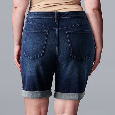 Plus Size Simply Vera Vera Wang High-Waisted 7-in. Denim Shorts