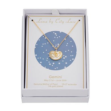 City Luxe Mother-of-Pearl & Cubic Zirconia Zodiac Pendant Necklace