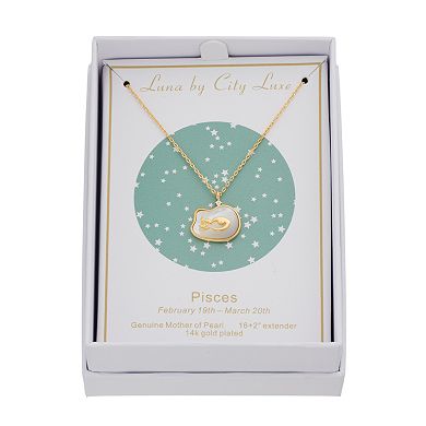 City Luxe Mother-of-Pearl & Cubic Zirconia Zodiac Pendant Necklace