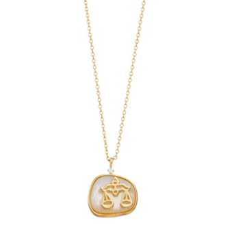 City Luxe Mother-of-Pearl & Cubic Zirconia Zodiac Pendant Necklace