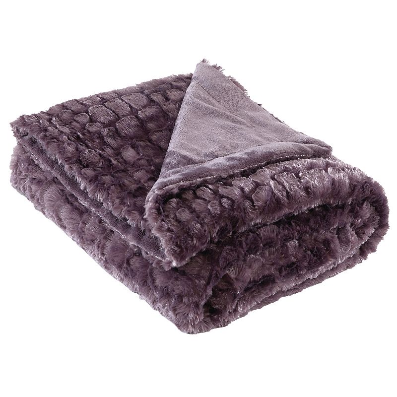 Modern Threads Luxury Gator Faux Fur Throw, Purple