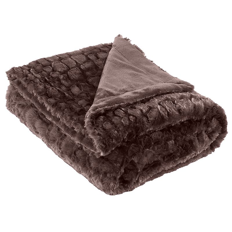 Modern Threads Luxury Gator Faux Fur Throw, Brown