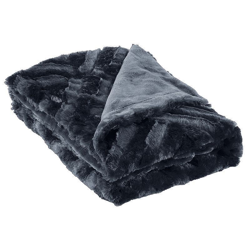 Modern Threads Luxury Troy Faux Fur Throw, Grey