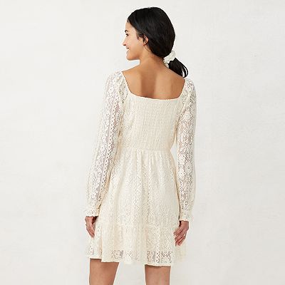 pale pink lace midi dress Lucy Paris - Rosalie Peplum Lace Dress main image 0