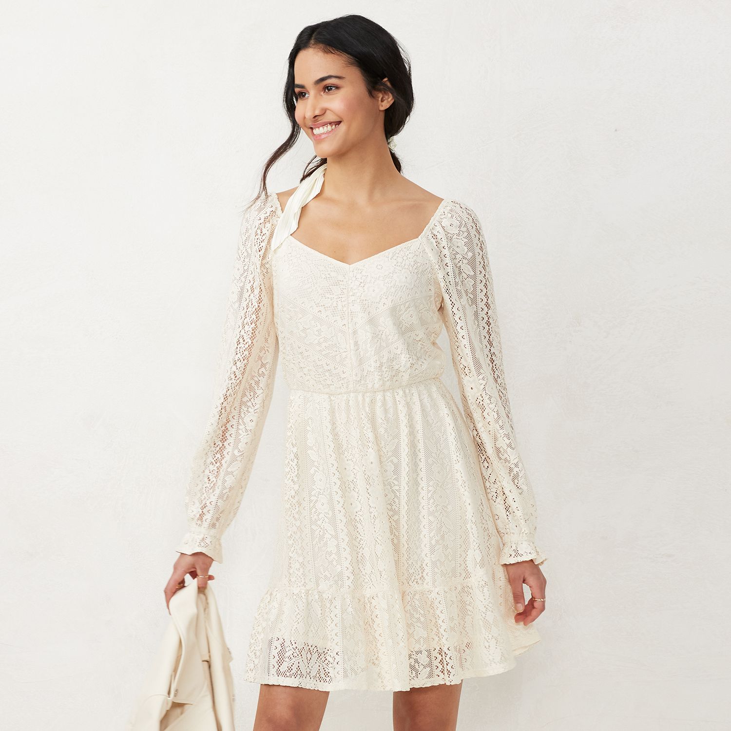 Image for LC Lauren Conrad Women's Long Sleeve Lace Mini Dress at Kohl's.
