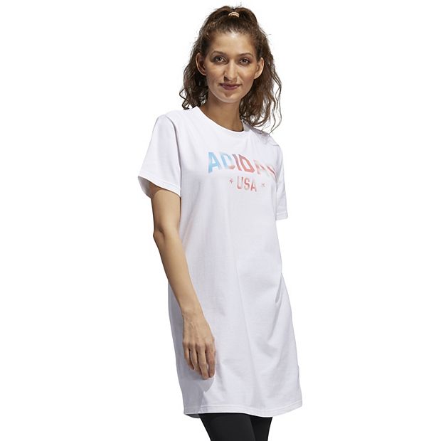 Adidas t cheap shirt dress white