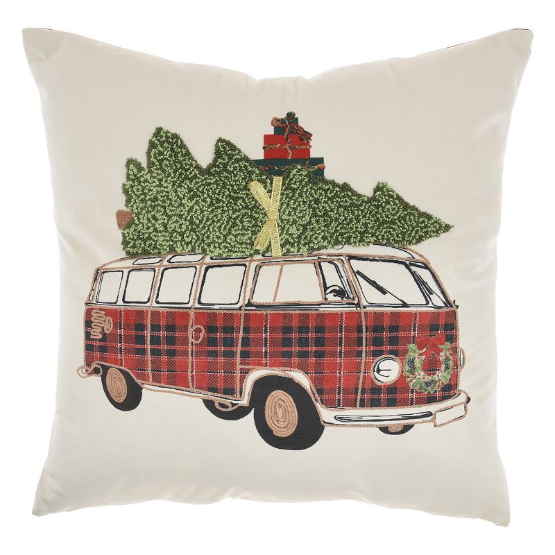 Mina Victory Holiday Pillows Holiday Van 18 X18  Multicolor Indoor Throw Pillow