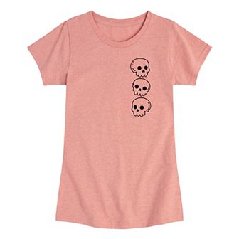 Girls 7-16 Skulls Outlines A Outlines Oversized Graphic Tee