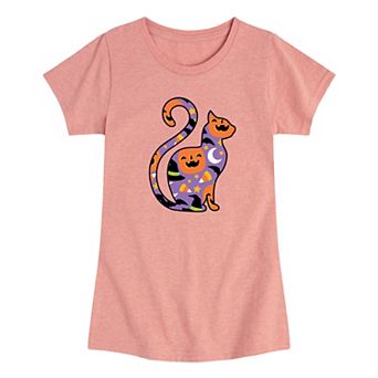 Girls 7-16 Halloween Filled A Filled Cat Graphic Tee